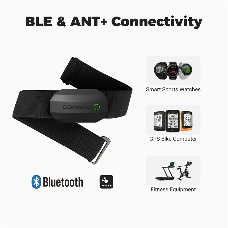 COOSPO H808S Heart Rate Sensor Chest Strap HRM Monitor ANT+ Bluetooth With IP67 for Peloton Zwift DDP Yoga Wahoo Polar Beat