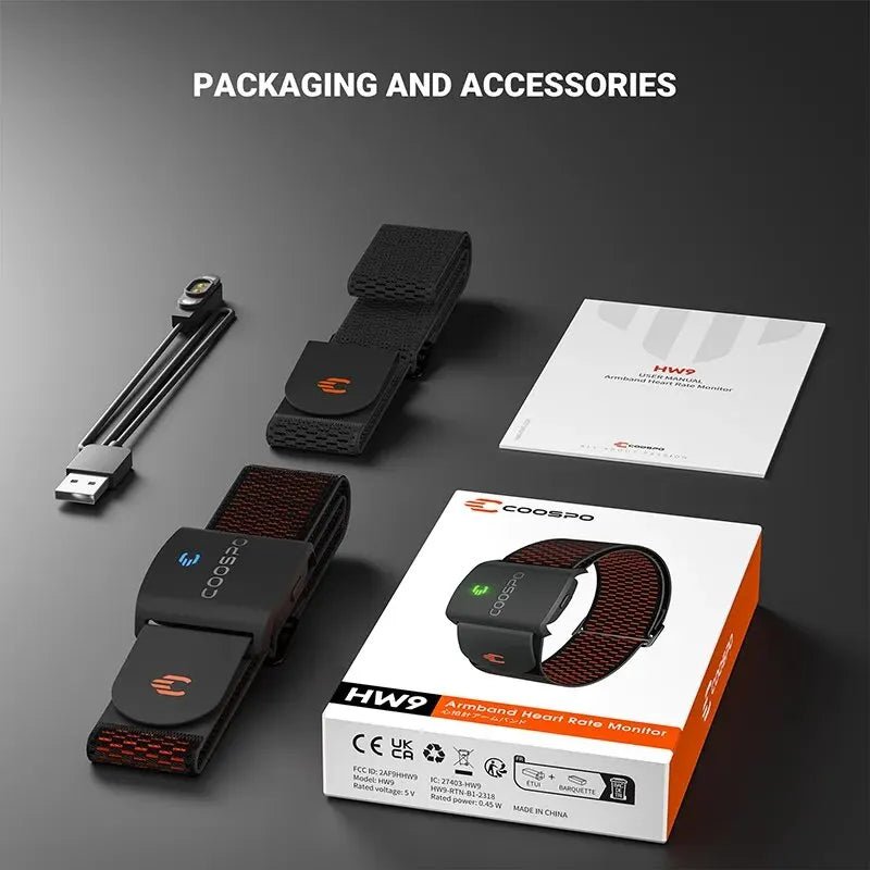 COOSPO HW9 Heart Rate Monitor Armband – BLE 5.0 & ANT+, HR Zones, HRV, 35H Battery